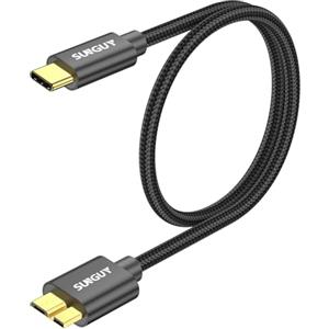 SUNGUY Cavo Hard Disk USB C, 0.5m USB3.1 10Gbps Cavo Micro B Maschio a USB C Maschio, Cavo USB Type-C Hard Disk per WD Elements, HDD, Toshiba, Esterno-Nero