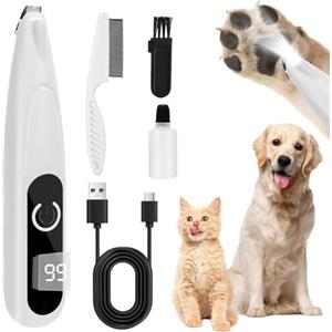 SUPRBIRD Tosatrice per Gatti,Rasoio per Cani,USB Tagliacapelli per Animali a Basso Rumore con LED Luci,per Cani Gatti Animali Zampa, Orecchio, Occhio, Viso