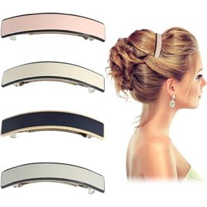 ZOCONE 4 Pezzi Tinta Unita Fermagli Capelli Acrilico, 9cm Grandi Forcine per Capelli Rettangolare Fermagli a Molla Donna Mollette Capelli Eleganti Rettangolare Adatto per Ragazze e Donna
