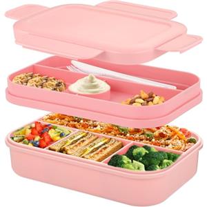 Sinnsally Porta Pranzo con 8 Scomparti 2000ml Schiscetta Pranzo,Bento Lunch Box Prova di Perdite per Adulti Porta Cibo,Portavivande senza BPA con Posate,Sicuri per Microonde e Lavastoviglie (rosa)