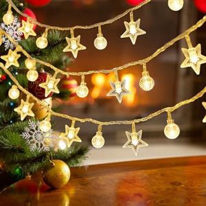 Colexy 20 LED Catena Luminosa Fata Luci Stelle Batteria, Luci di Decorazione Natalizia, 3m LED Filo Illuminazione Natalizia, Luci Natale Esterno, Luci Stringa LED Decorative per Camera Feste Matrimonio
