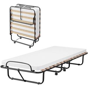IlGruppone Brandina Pieghevole A Doghe con Materasso Letto Ospiti Struttura Resistente con Ruote Girevoli Prodotto Italiano Branda Ortopedica Richiudibile 80x190 Cm Trasportabile