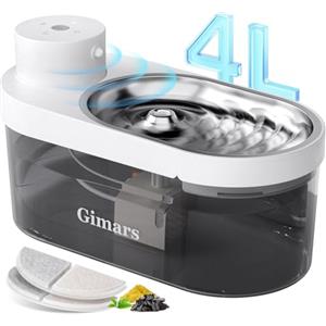 Gimars 4L Fontanella Per Gatti Senza Fili: 5000 mAh, Fontanella Gatto Con Sensore Di Movimento, Automatico Distributore Acqua Gatti E Cani, Fontanella Per Gatti A Batteria Ricaricabile, 2 Filtri