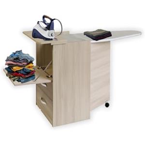 MOHOME Asse da Stiro Mobile A Scomparsa Legno Nobilitato Olmo Multiuso Salvaspazio 3 Cassetti Dimensioni 89 x 44 x 57 cm Rotelle Trasportabili Colore Mollettone Assortito