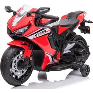 Mondial Toys Moto elettrica per bambini Honda CBR 1000 12V di Mondial Toys Motocicletta elettrica con accelleratore a pedale con Luci a LED e Suoni integrati Rosso