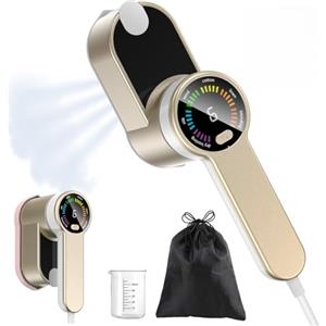 PKBD Ferro da Stiro 2 In 1 Portatile da Viaggio Stiratore Verticale Portatile 6 Modalità Intelligenti, Riscaldamento Rapido In 9s - 1200w Stiratrice Elettrica con Borsa Custodia (Oro-Bianco)