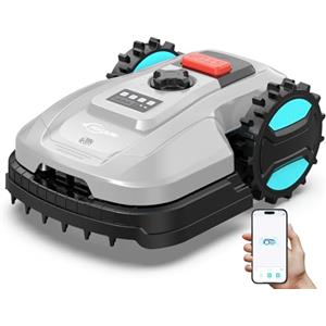 YARDCARE E400 Robot Tagliaerba con Controllo Tramite App,Fino a 400 m², Altezza di Taglio da 20-60 mm, Sensore di Pioggia,Robot Rasaerba 18 cm di Larghezza di Taglio,Meno di 60 dB