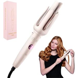 CISSIYOGA Arricciacapelli Automatico, Rivestimento in ceramica, Riscaldamento Rapido, 6 Temperatura per Capelli Lunghi o Corti Asciutti, Cavo Girevole a 360°, Stile Riccioli Facile da Creare