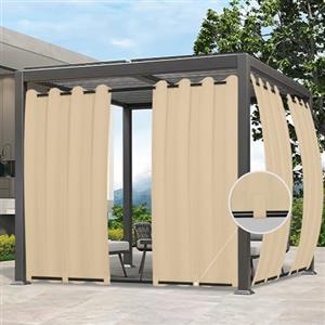 Easy-Going Tende da esterno impermeabili antivento e resistenti alle intemperie per patio, cabana, portico, pergola e gazebo, con occhielli superiore e passanti, 1 pannello, 137,2 x 213,4 cm, beige