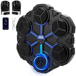 Uwelliky Macchina da Boxe Musicale, LED Bluetooth Music Boxing Machine con 3 modalità e 9 velocità, Montabile A Parete, Guantoni da Boxe Inclusi, Allenamento per Adulti e Bambini per Casa