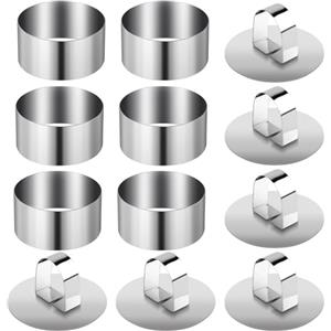 RUGLAMZHIP 6 Pz Anello per Torte, 8 cm Stampi Coppa Pasta di Acciaio Inox, Set di Anelli per Torta Rotondo in Acciaio Inossidabile, Coppapasta Tondi, Anelli per Torte Dessert Mousse DIY, con Sollevatore