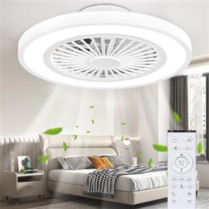 Ateroll Ventilatore da Soffitto con Luce e Telecomando, Motore DC 25W LED 40W (3000K-4500K-6500K), 6 Velocità del Vento Regolabili con Telecomando, Timer(2H/4H), Memoria Luce