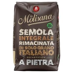 La Molisana, Semola di Grano Duro Integrale Rimacinata a Pietra, Solo Grano Italiano - Ideale per Pane, Pasta Fresca, Pizza, Dolci e Rustici - Confezione da 1 kg