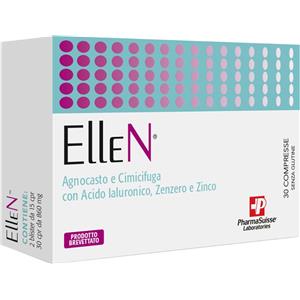Ellen Integratore per Menopausa - 30 Compresse con Agnocasto, Cimicifuga, Acido Ialuronico, Zenzero e Zinco