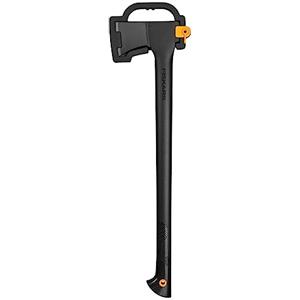 Fiskars Accetta L, Solid, Fodero per la Lama e il Trasporto, Rivestimento Antiaderente, Lama in Acciaio/Manico in Plastica Rinforzata con Fibra di Vetro, Nero/Arancione, A18, 65 cm, 1,6 kg, 1052045
