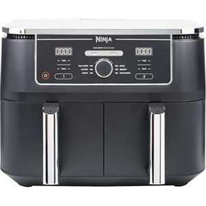 Ninja Foodi Max Dual Zone Friggitrice ad Aria digitale, 2 Cestelli Antiaderenti, 9.5L, 6 in 1, Massima Croccantezza, Frigge Senza Olio, Arrostisce, Cottura Forno, Disidrata, 8 Porzioni, Nero, AF400EU