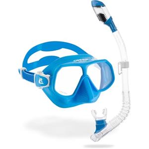 CRESSI Clear/Azure, Combo Set Junior, Maschera Rombo e Snorkel Mini Dry Gioventù Unisex, Trasparente/Azzurro, Unica