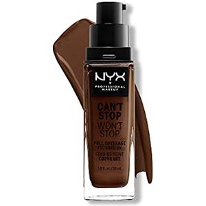 NYX Professional Makeup Fondotinta, Can't Stop Won't Stop Full Coverage Foundation, Lunga tenuta, Waterproof, Finish Matte, Tonalità: Deep espresso
