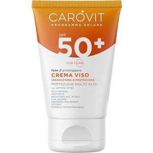 Carovit Crema Viso SPF 50+, Protegge da UVB e UVA, Crema Solare Idratante per Pelli Sensibili, 50 ml