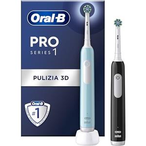 Oral-B Spazzolino Elettrico Ricaricabile Pro Series 1 Blu e Nero con 2 Testine di Ricambio. 2 Spazzolini