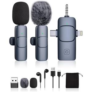 DDKJ Microfono Wireless per iPhone/iPad/Android/Laptop, Microfono Lavalier Wireless Plug-play Mini Microfono per Registrazione Video, PC,Laptop, Live Stream, Podcast, Vlog, YouTube,TikTok,Facebook