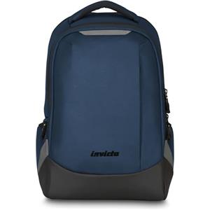 Invicta Zaino Ufficio MATE S, Blu, Monoscomparto con Fondo Rinforzato, Tasca Porta PC con Accesso Indipendente, Nastro per Alloggiamento Asta Trolley, per Ufficio e Viaggio