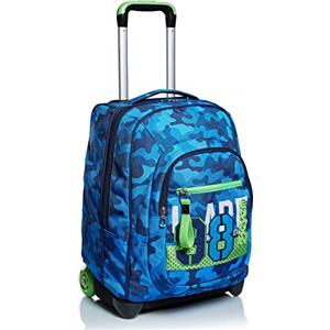 Seven Trolley Seven, Crew, Blu, 2 in 1 Zaino con Cross-Over System, Scuola & Viaggio