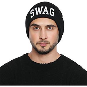 DonDon Berretto Uomo Invernale Beanie Nero Statement - Swag