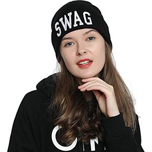 DonDon Berretto Donna Invernale Beanie Nero Statement - Swag