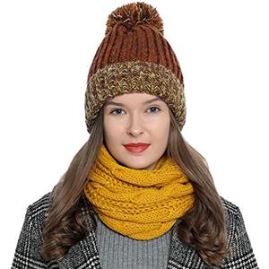DonDon Sciarpa Donna Invernale Sciarpa Tubo Sciarpa di lana Inverno Loop Tube - giallo