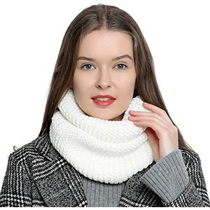DonDon Sciarpa Donna Invernale Sciarpa Inverno Tubo Sciarpa di lana Loop Tube - bianco