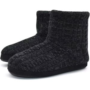 KuaiLu Pantofole Stivaletto Uomo Invernali Chiuse Babbucce a Maglia Stitch Memory Foam Ciabatte Stivaletti Comode Calde Pelose Peluche Lana Cotta Slippers Antiscivolo Scarpe da Casa rosso 40