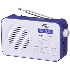 Trevi DAB 7F92 R Radio Portatile DAB/DAB+, Display Dot Matrix ad Alta Leggibilità, Orologio con 2 Sveglie Programmabili, Batteria Ricaricabile al Litio, Blu