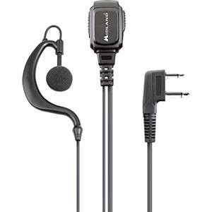 Midland - Microfono con Mono Auricolare MA21-L PRO per Sicurezza Softair Outdoor - Cavo Spiralato, Interruttore VOX/PTT, Connettore a L 2 Pin, Compatibile con Walkie Talkie Serie G7, G9, XT, XT PRO