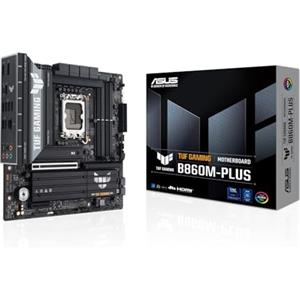 ASUS TUF GAMING B860M-PLUS, Scheda Madre Intel mATX, 12+1+2+1 Fasi di Alimentazione, Slot DDR5, PCIe 5.0, 3 Slot M.2, Ethernet Realtek 2.5 GB, DisplayPort, HDMI, USB-C 20 Gbps, Nera