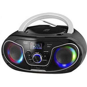 Trevi CMP 588 DAB Stereo Portatile Wireless con Radio Digitale DAB e FM, Boombox con Lettore CD, USB, AUX-IN, Antenna Telescopica, Display ad Alta Leggibilità, Alimentazione a Corrente e Batterie