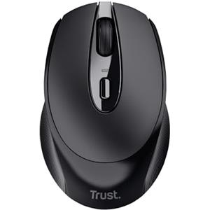 Trust Zaya Mouse wireless ricaricabile (Microricevitore USB riponibile ne mouse, 4 pulsanti, 800-1200-1600 dpi, Porta USB-C per ricaricare la batteria) Nero