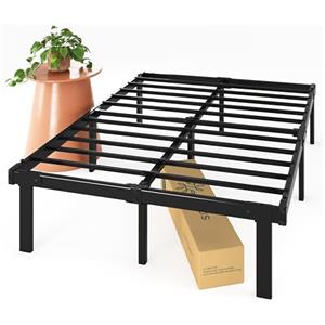 Zinus Caleb Letto 140x190 cm - Struttura Letto 36 cm di Altezza con contenitore sotto il letto - Struttura letto a piattaforma in metallo - Struttura letto pieghevole - Nero