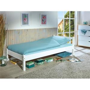 Inter Link Letto in legno Struttura letto Letto per ragazzi Letto per ospiti Letto singolo Letto contemporaneo in pino massiccio senza base Laccato bianco Vilmar 90 x 200 cm