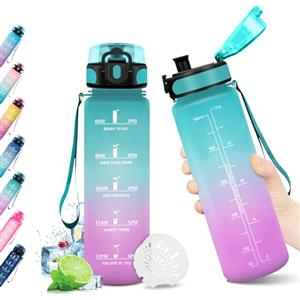 KollyKolla Borraccia Bambini, Borraccia 500ml con Indicatore del Tempo, Borraccia Bambini Scuola, senza BPA, Borraccia Motivazionale per Bambino, Bambina, Sport, Ciclismo, Campeggio