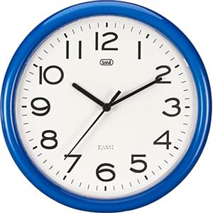 Trevi OM 3301, Orologio da Parete al Quarzo con Movimento delle Lancette Silenzioso, Diametro 24 cm, Design Discreto ed Elegante, Materiale Plastica, Formato Rotondo, Blu