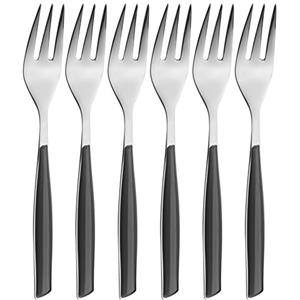 BUGATTI, Glamour, Set 6 Forchettine da Dolce in Acciaio Inox 18/10, Confezionato in Scatola Regalo (Nero fumé)