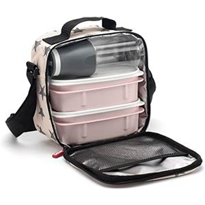 TATAY Borsa Termica Porta Pranzo, 3L Capacità, con 2 Contenitori Alimentari (2x 0,5L) e una Bottiglia Ermetica da 400ml, Senza BPA, Colore Rosa con stelle. Misure: 22.5 x 10 x 22 cm