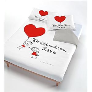 Italian Bed Linen Digital CP-DIG-731-1P Parure Copripiumino, 100% Cotone, 731 Destination Love, Singolo