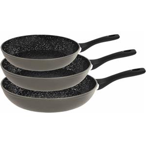 Barazzoni Con Gusto Set 3 Padelle antiaderenti, Alluminio, Grigio, ø20 - ø24 - ø28 cm, Induzione