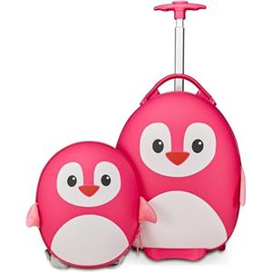 SJ GANG STYLE JAM GANG Trolley + Zaino Rigido Scuola Bambini, Fancy Animals, Fucsia, Fantasia Pinguino, Bambini, Piedino frontale antiribaltamento, Scuola e Tempo Libero