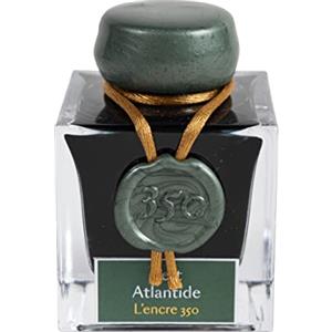 J. Herbin Herbin 15139JT - Inchiostro pigmentato oro e Argento 350 per penna stilografica, roller, pennino di vetro e portapenna 50 ml, Verde (Atlantide)