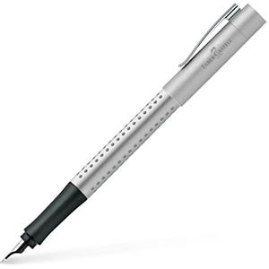 FABER-CASTELL 140906 - Penna stilografica Grip 2011, pennino F, colore: Argento