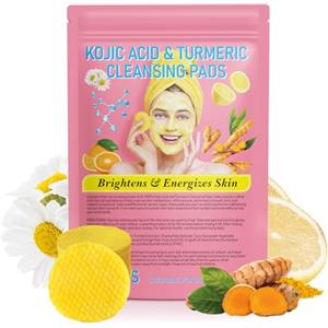 QLIGES Turmeric Kojic Acid Cleansing Pads, Kojic Acid Cleansing Pad, curcuma Kojic Acid Cleansing Pad per la pulizia del viso, 40 pezzi