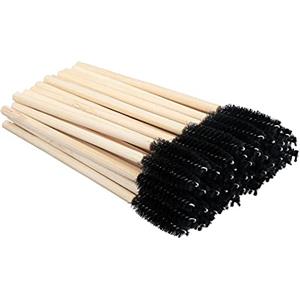 G2PLUS 50PCS Scovolino Monouso Mascara Scovolino Ciglia in Legno Pennelli per Ciglia Monouso Spazzolino Ciglia Monouso per L'estensione Delle Ciglia,Manico in Legno（Nero-Bambù）